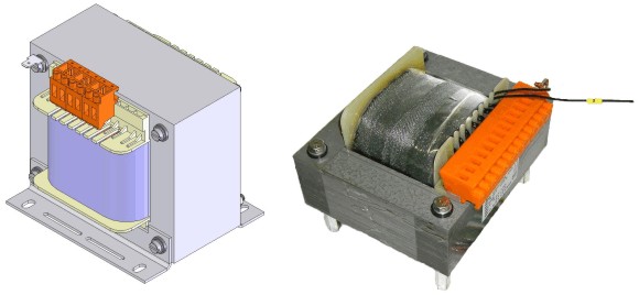 EI transformers with block terminals and mounting angle