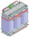 Three-phse to one-phase heating transformer